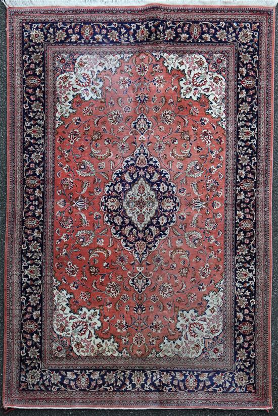 A Persian silk rug, 6ft 7in by 4ft 6in.